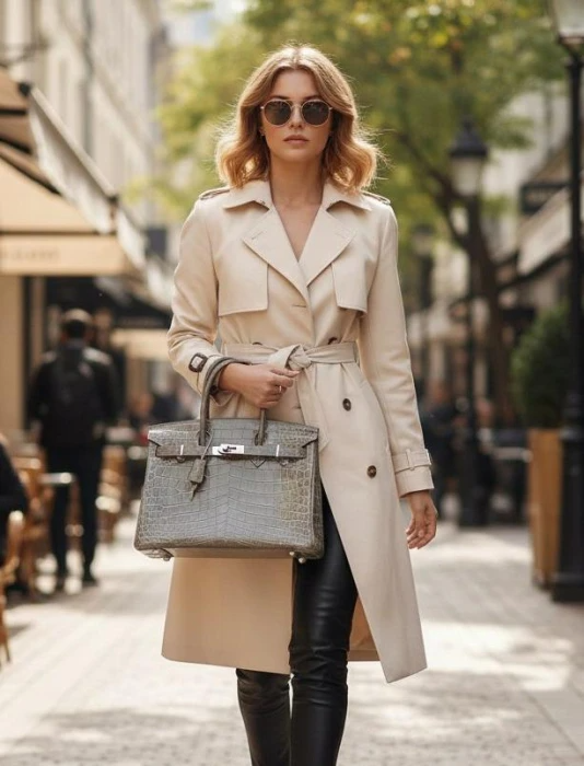  HERMES Женская сумка Birkin 30 см  ck81/Gris tourterelle Niloticus