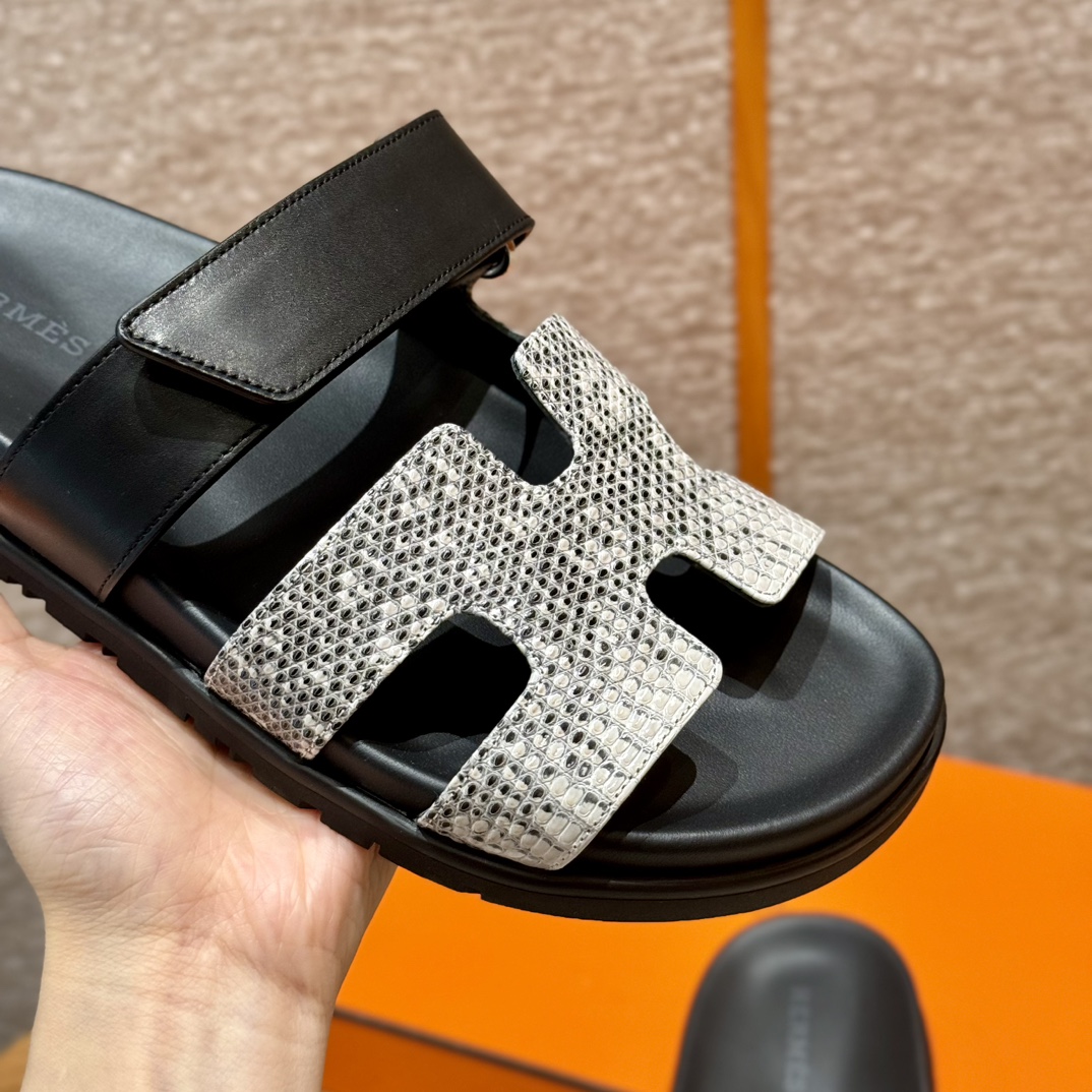 HERMES Женские сандалии Chypre кожа ящерицы 