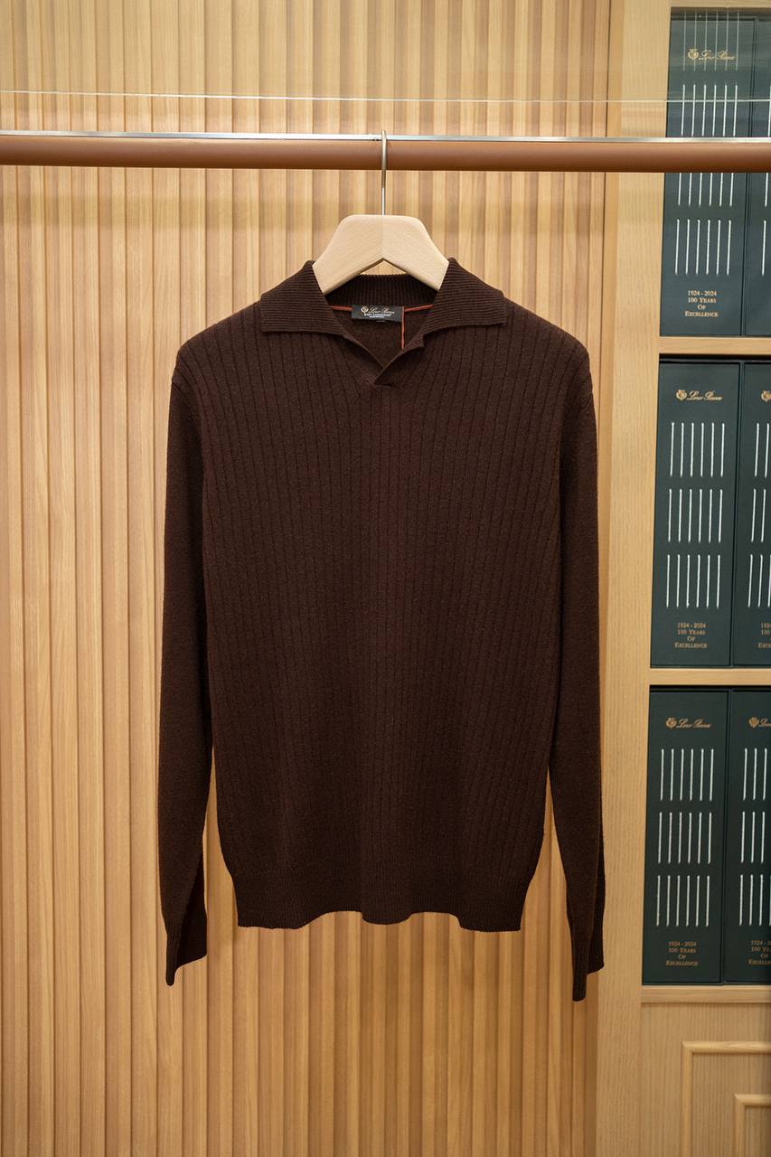 LORO PIANA Мужской свитер из кашемира с воротником в стиле поло