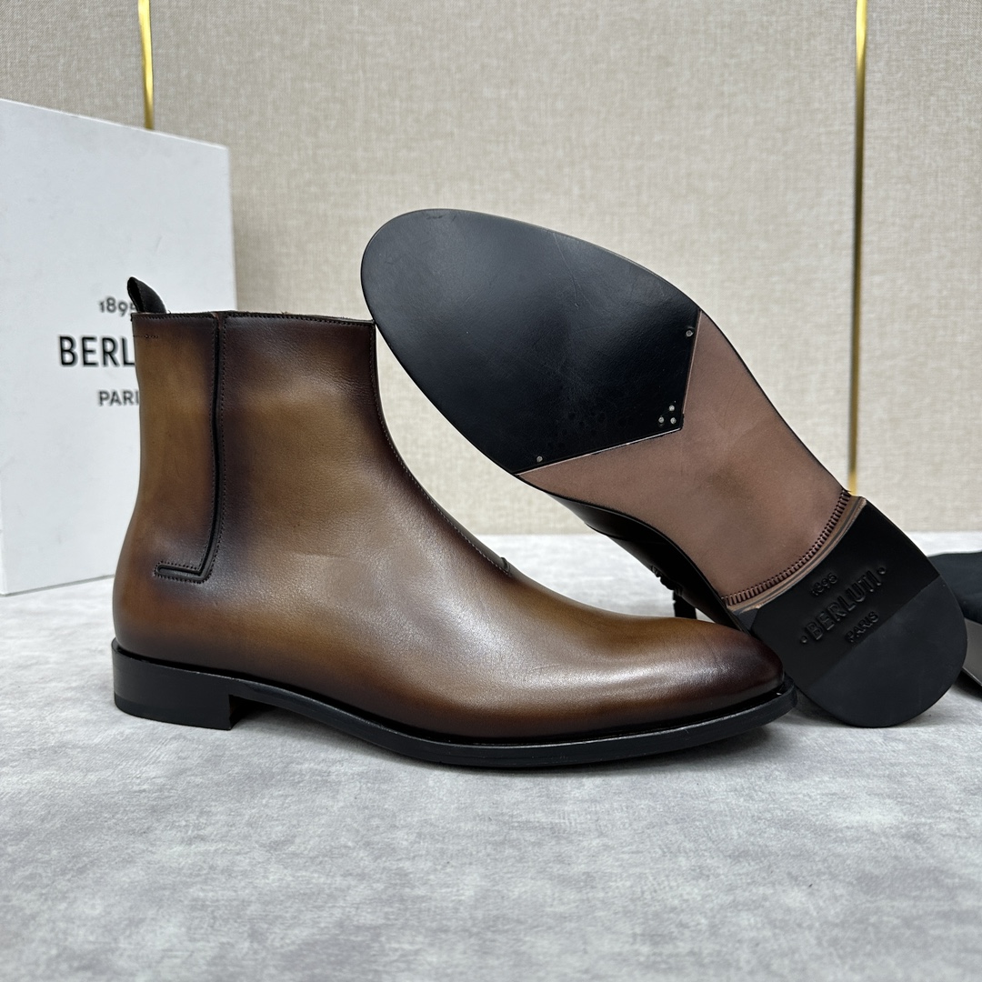 BERLUTI Мужские ботинки из коровьей кожи BERLUTI Мужские ботинки из коровьей кожи