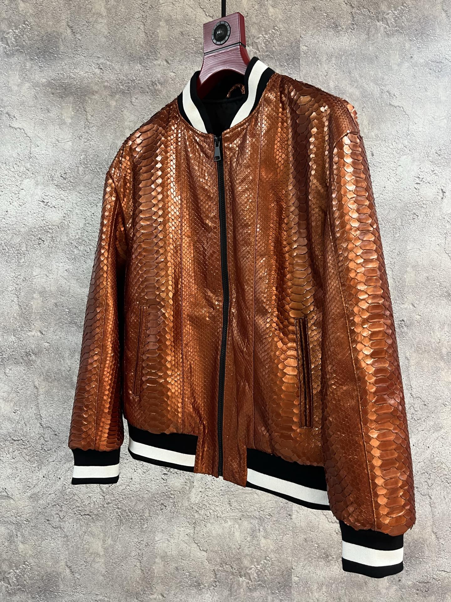 BRUNELLO CUCINELLI Мужская кожаная куртка из питона BRUNELLO CUCINELLI Мужская кожаная куртка из питона