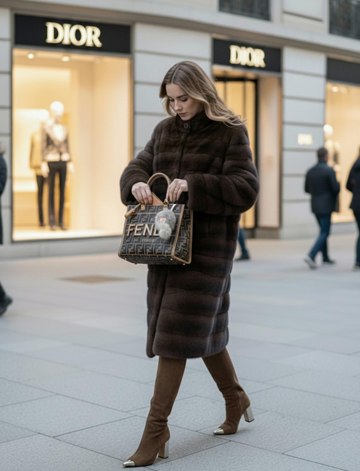 FENDI Женская шуба из норки FENDI Женская шуба из норки