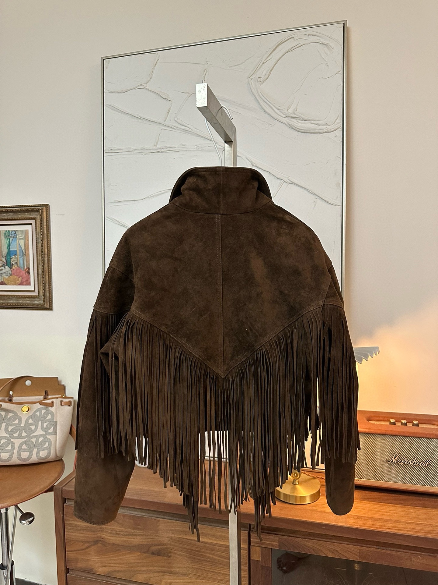 SAINT LAURENT Женская куртка из замши с бахромой