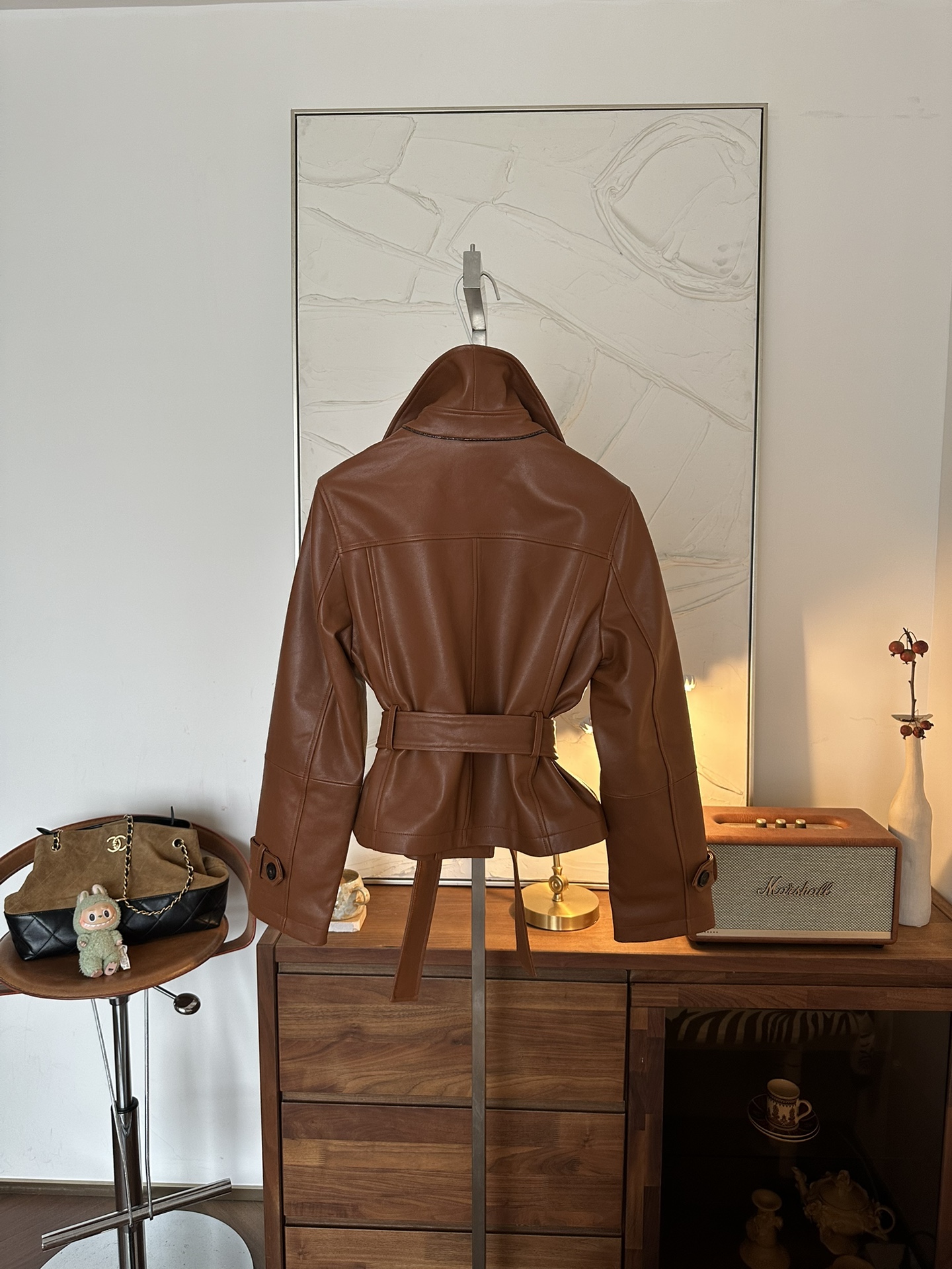BRUNELLO CUCINELLI Женская куртка из кожи с поясом BRUNELLO CUCINELLI Женская куртка из кожи с поясом
