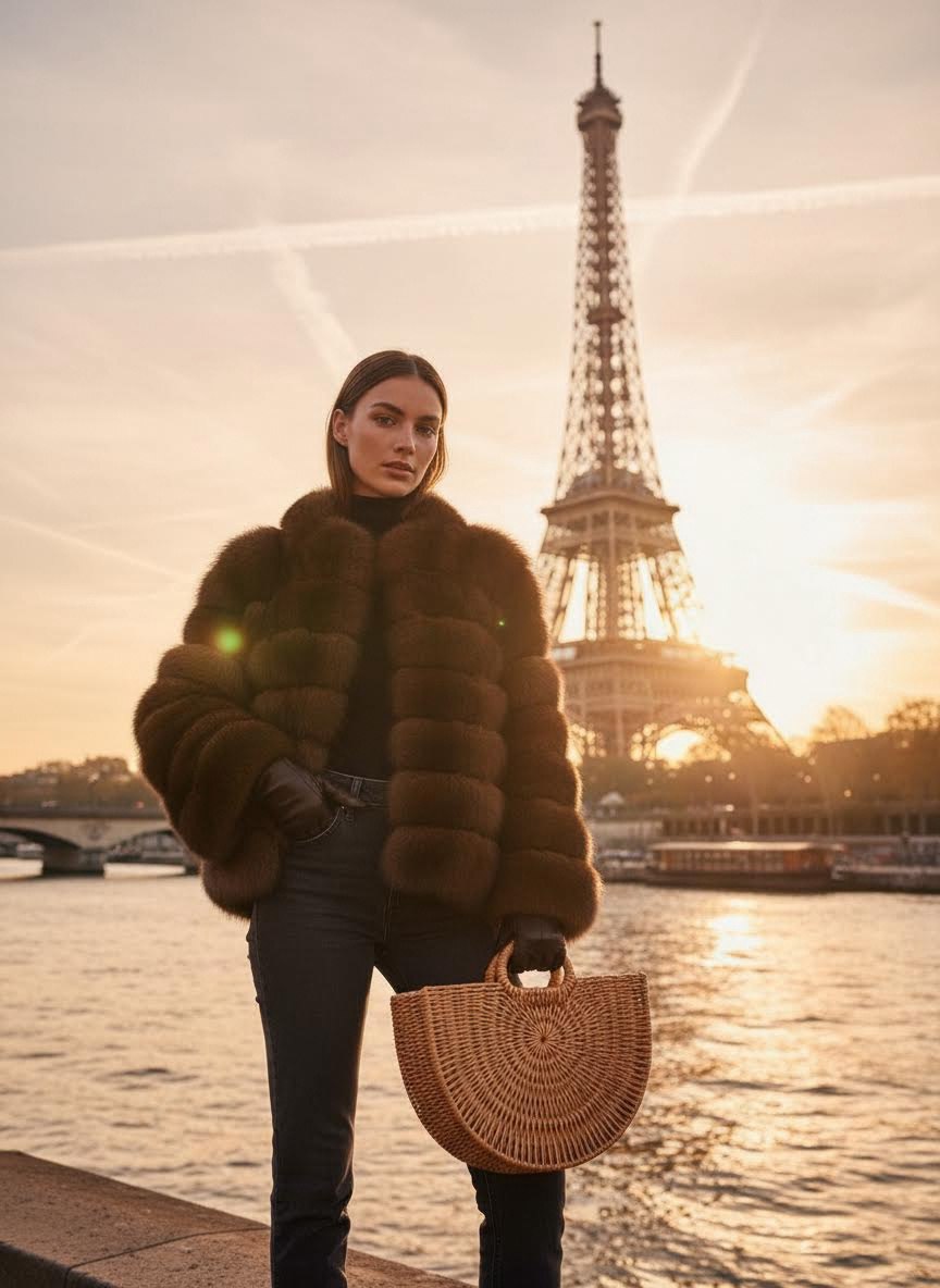 FENDI Женская шуба из меха лисы FENDI Женская шуба из меха лисы