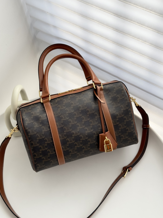  CELINE Женская сумка BOSTON CUIR TRIOMPHE из канвы и телячьей кожи