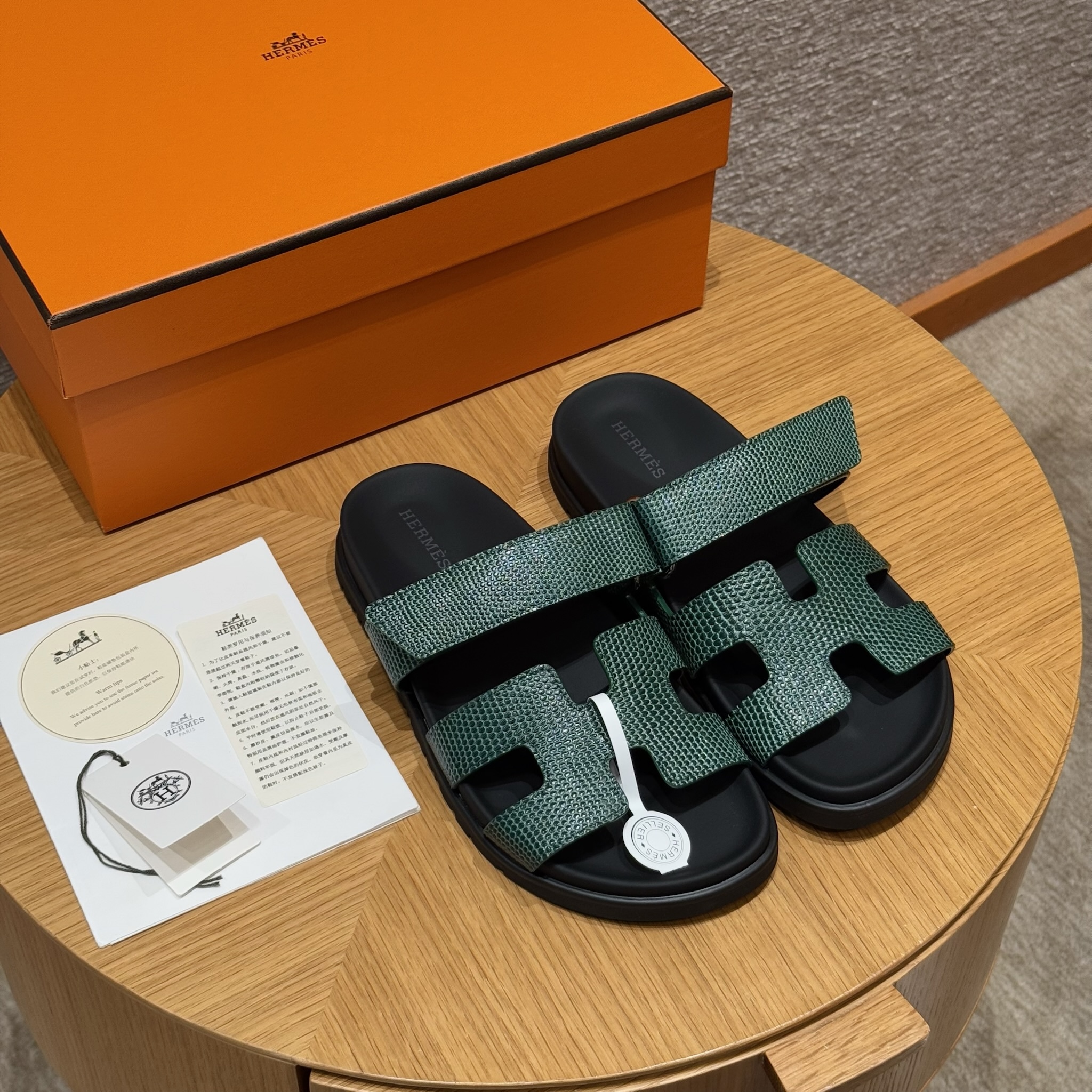 HERMES Женские сандалии Chypre кожа ящерицы HERMES Женские сандалии Chypre кожа ящерицы