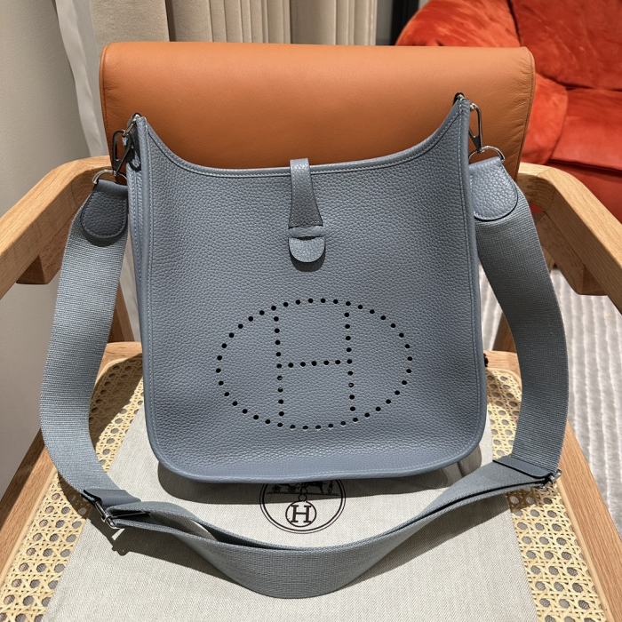  Hermes Женская сумка Evelyne 29 см J7/Blue lin Clemence
