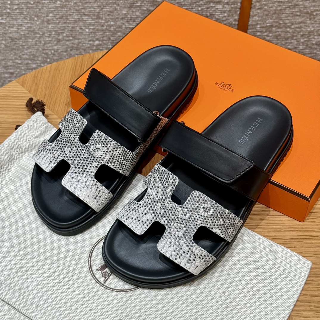 HERMES Женские сандалии Chypre кожа ящерицы 