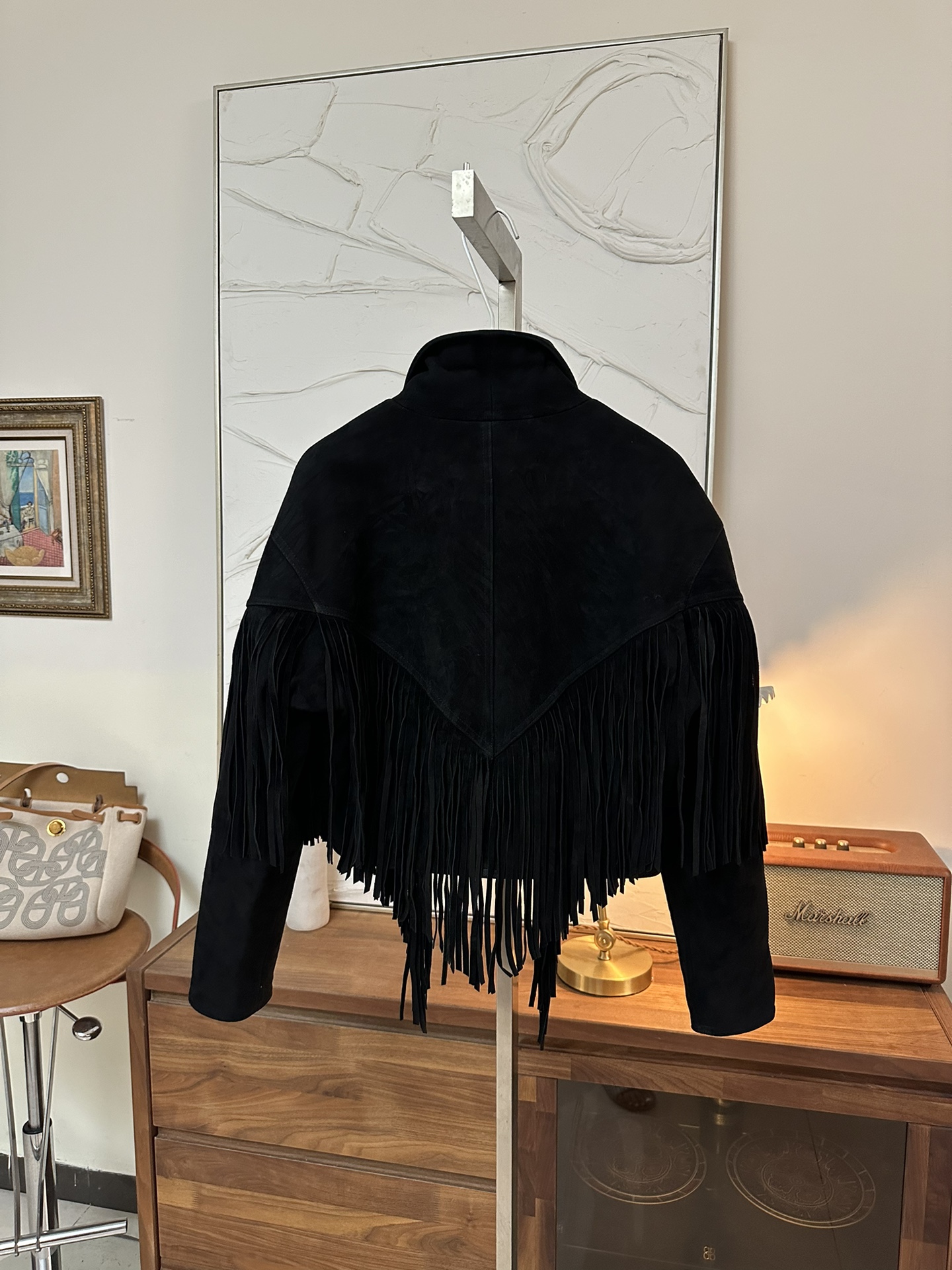 SAINT LAURENT Женская куртка из замши с бахромой