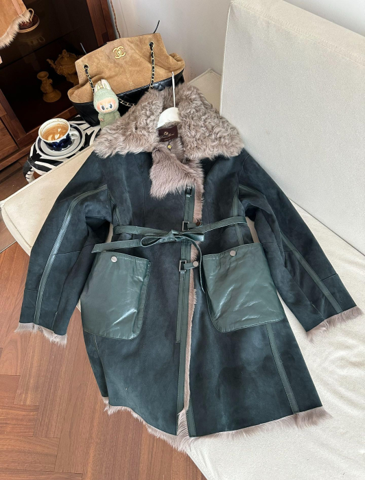 LORO PIANA Женская замшевая дублёнка с мехом лисы