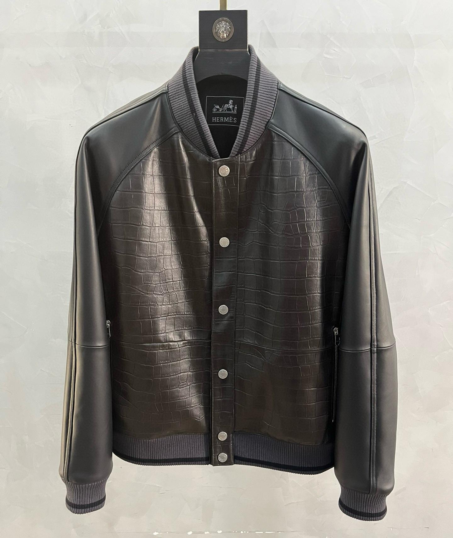 HERMES Мужская кожаная куртка HERMES Мужская кожаная куртка