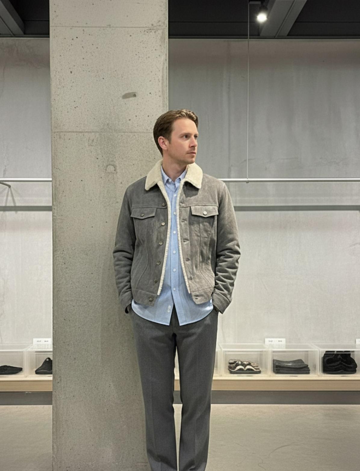 SAINT LAURENT Мужская кожаная куртка из овчины SAINT LAURENT Мужская кожаная куртка из овчины