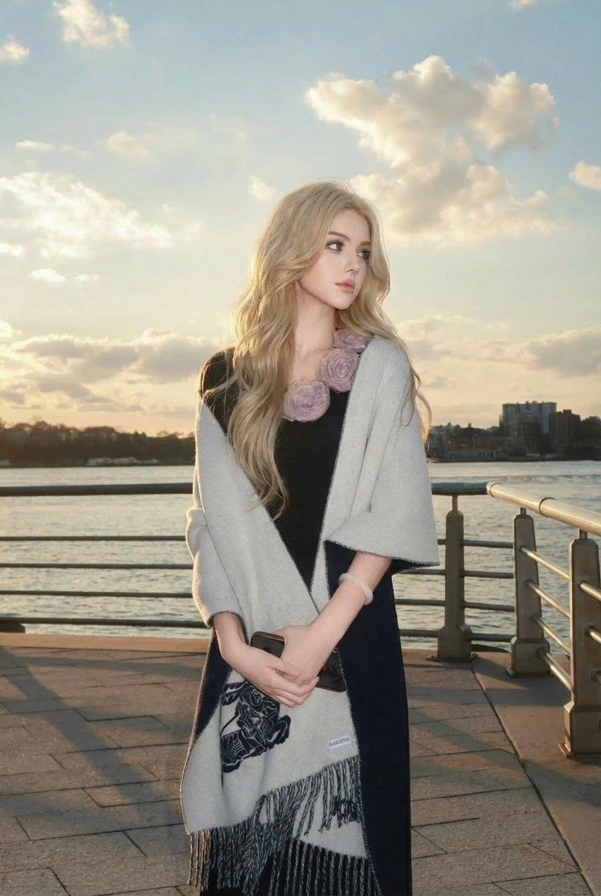 BURBERRY Женский шарф из кашемира в монохромной гамме 