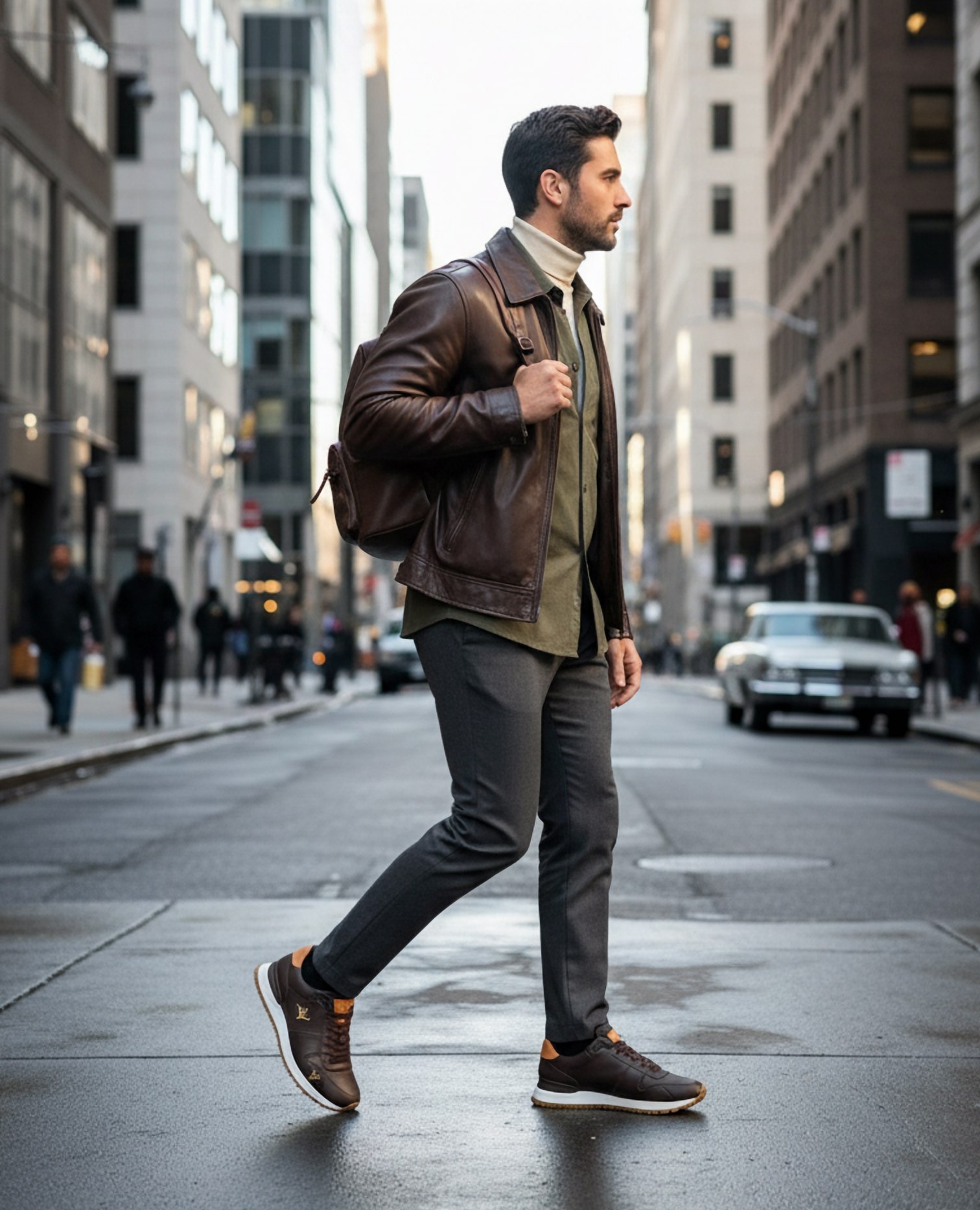 LOUIS VUITTON Мужские кроссовки из телячьей кожи LOUIS VUITTON Мужские кроссовки из телячьей кожи