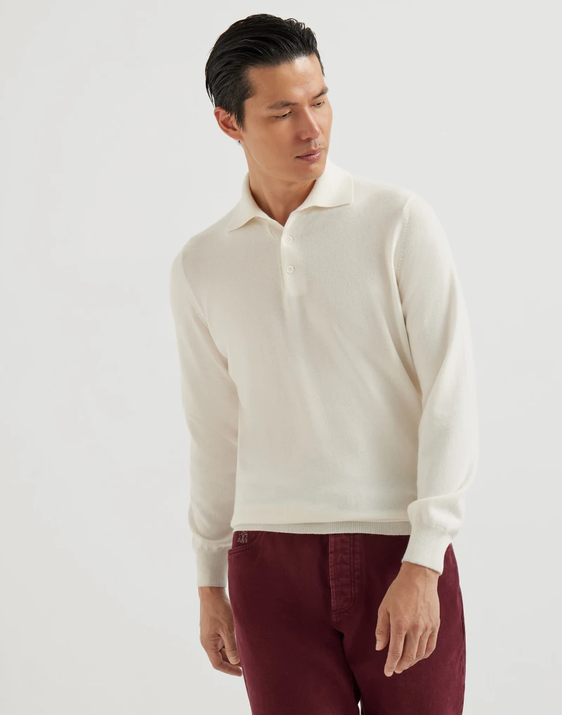 BRUNELLO CUCINELLI Мужское поло из кашемира  BRUNELLO CUCINELLI Мужское поло из кашемира