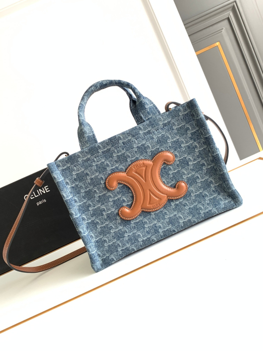  CELINE Женская сумка Triomphe деним мини