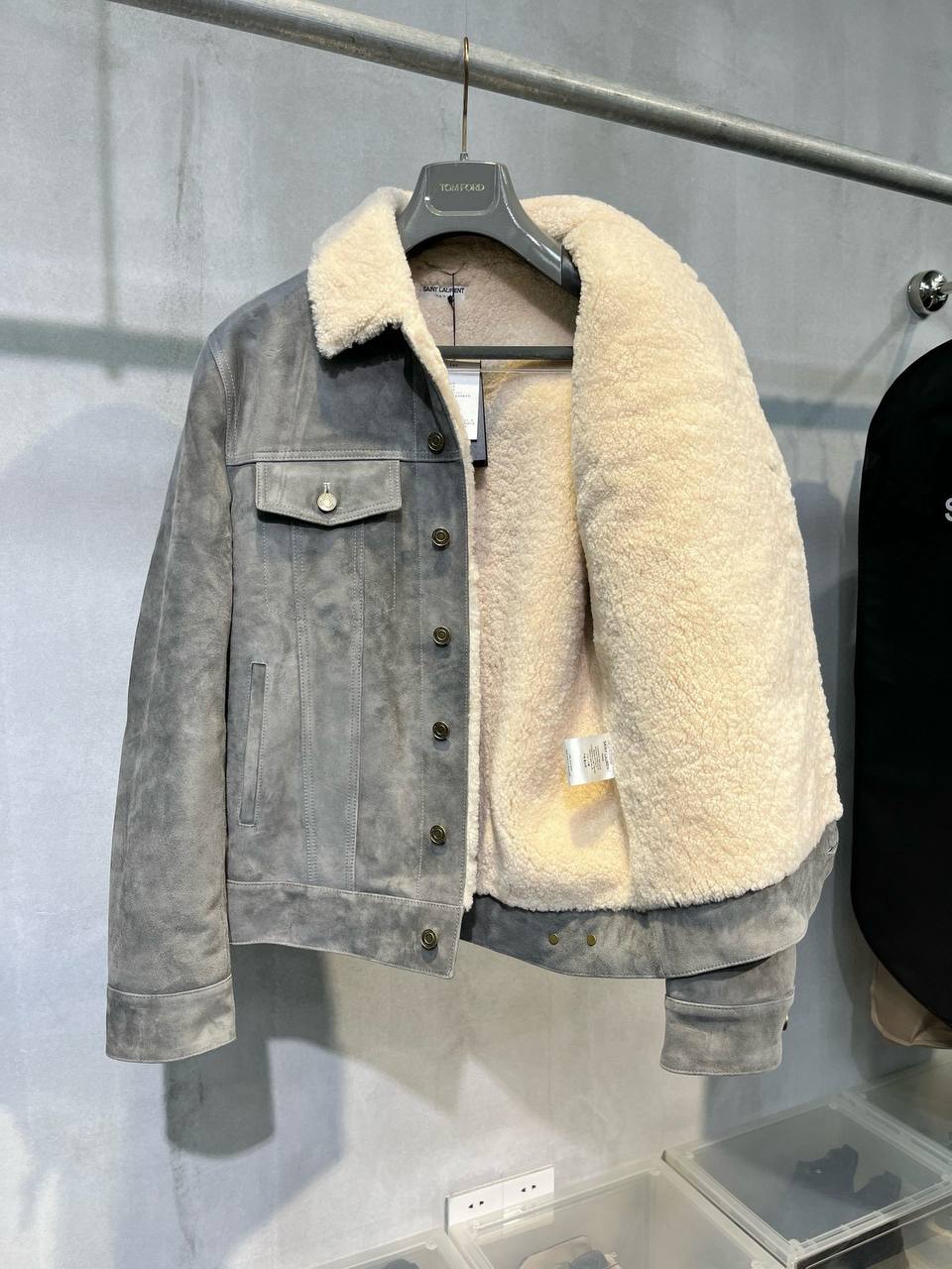 SAINT LAURENT Мужская кожаная куртка из овчины SAINT LAURENT Мужская кожаная куртка из овчины