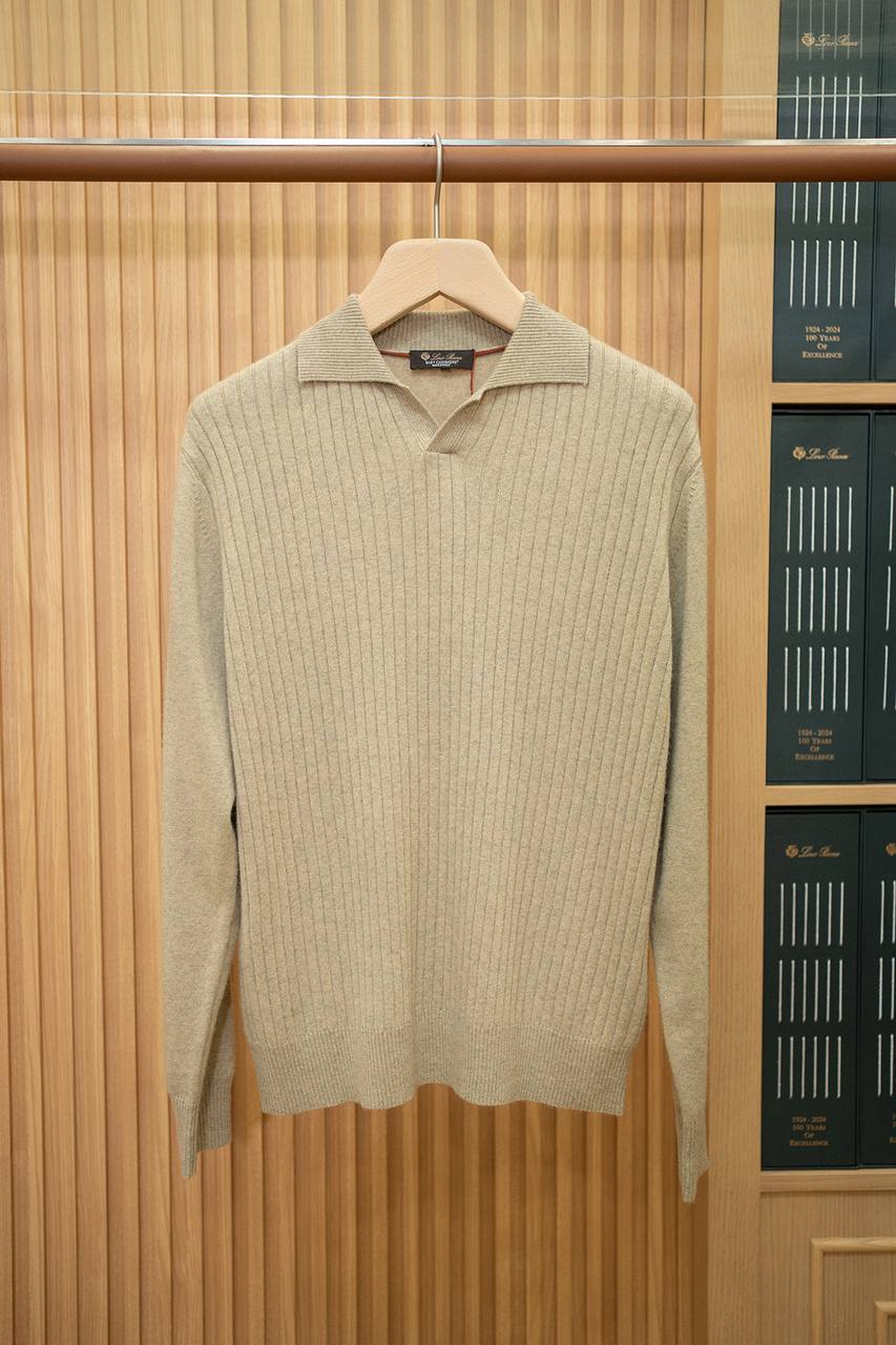 LORO PIANA Мужской свитер из кашемира с воротником в стиле поло LORO PIANA Мужской свитер из кашемира с воротником в стиле поло