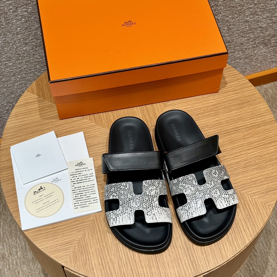 HERMES Женские сандалии Chypre кожа ящерицы 