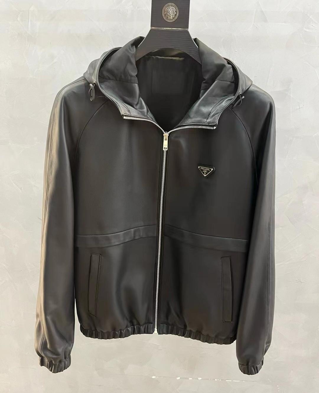 PRADA Мужская кожаная куртка  PRADA Мужская кожаная куртка