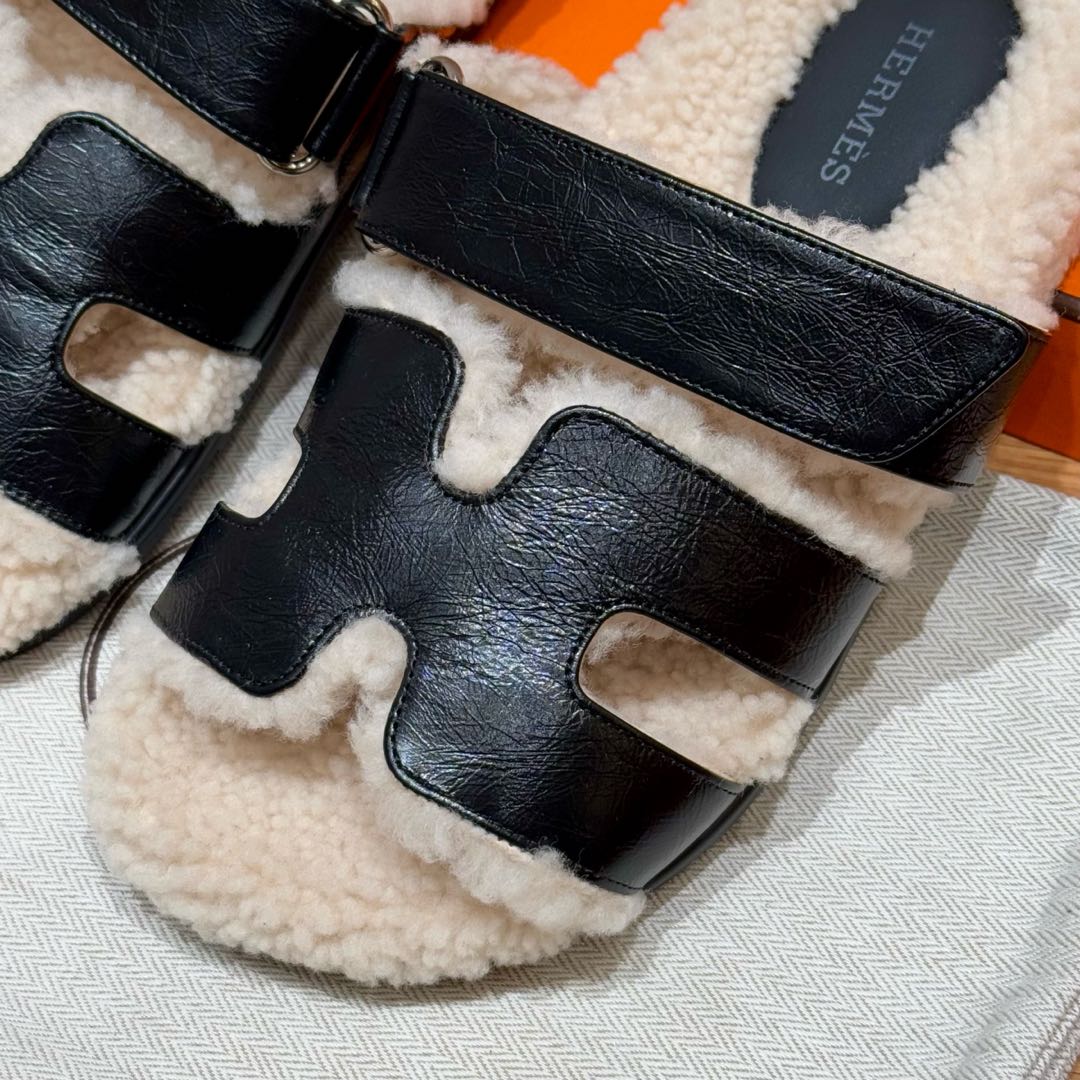 HERMES Женские сандалии Chypre из шерсти и кожи