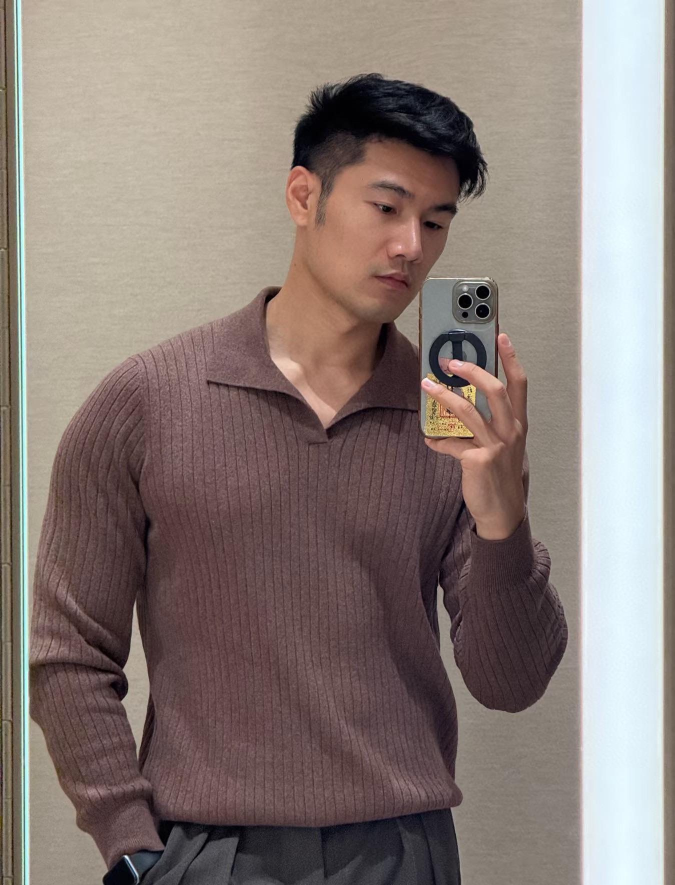 LORO PIANA Мужской свитер из кашемира с воротником в стиле поло