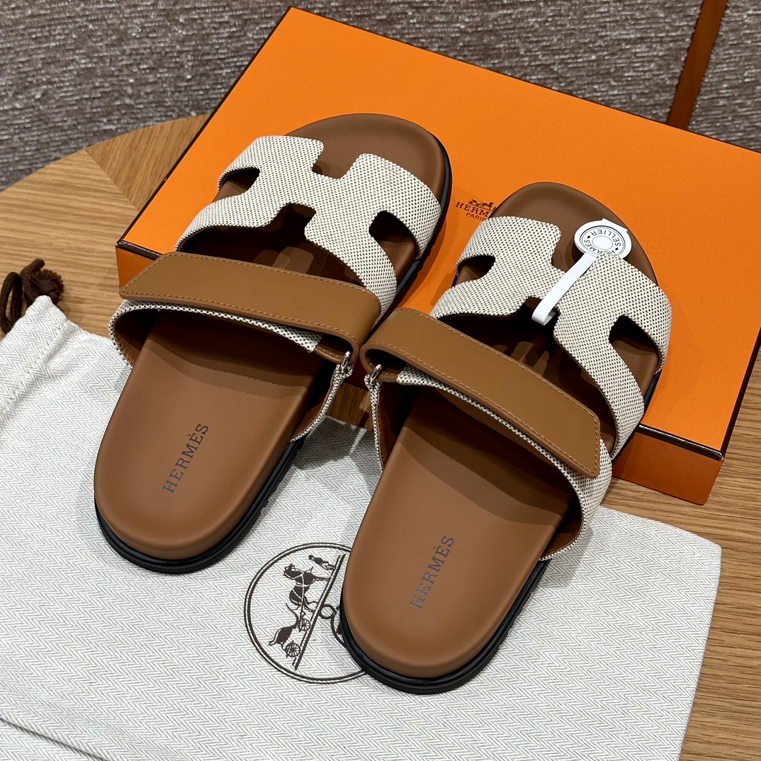 HERMES Женские сандалии Chypre из холста HERMES Женские сандалии Chypre из холста