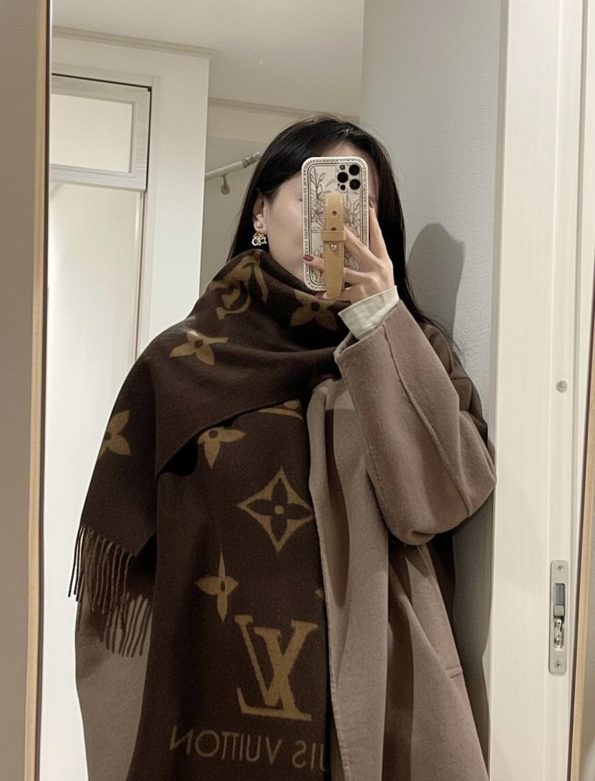 LOUIS VUITTON Женский шарф из кашемира с логотипом