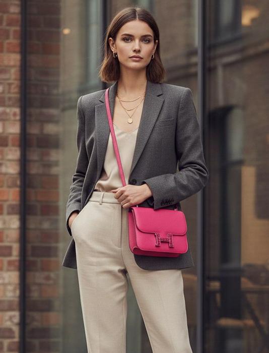  Hermes Женская сумка Constance 19 см 0D Rose Mexico Epsom