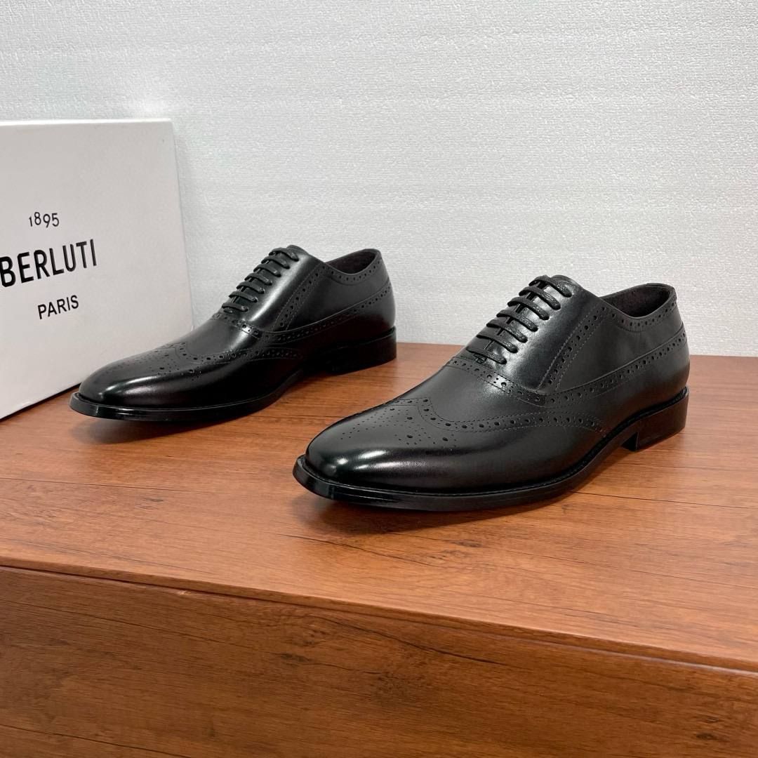BERLUTI Мужские туфли из телячьей кожи черные BERLUTI Мужские туфли из телячьей кожи черные