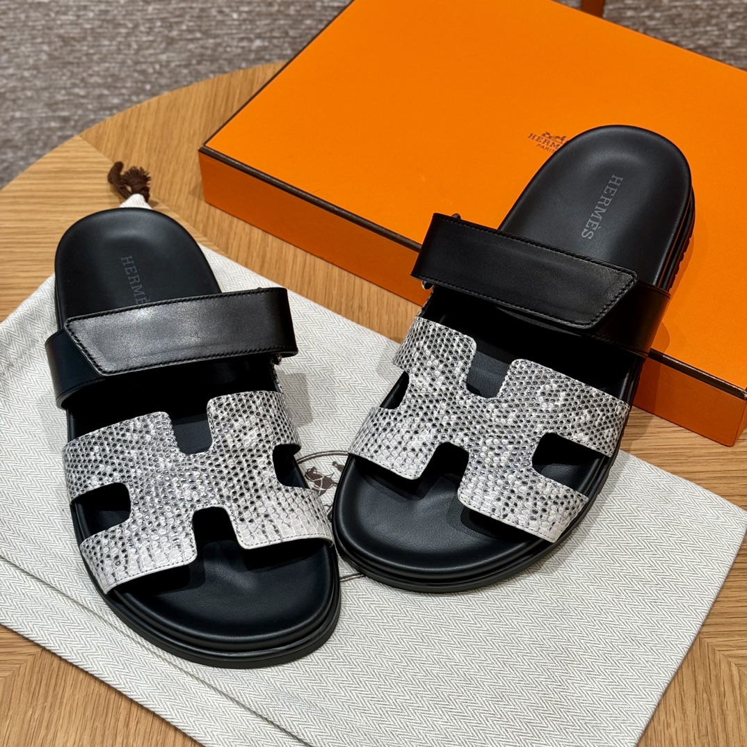 HERMES Женские сандалии Chypre кожа ящерицы 