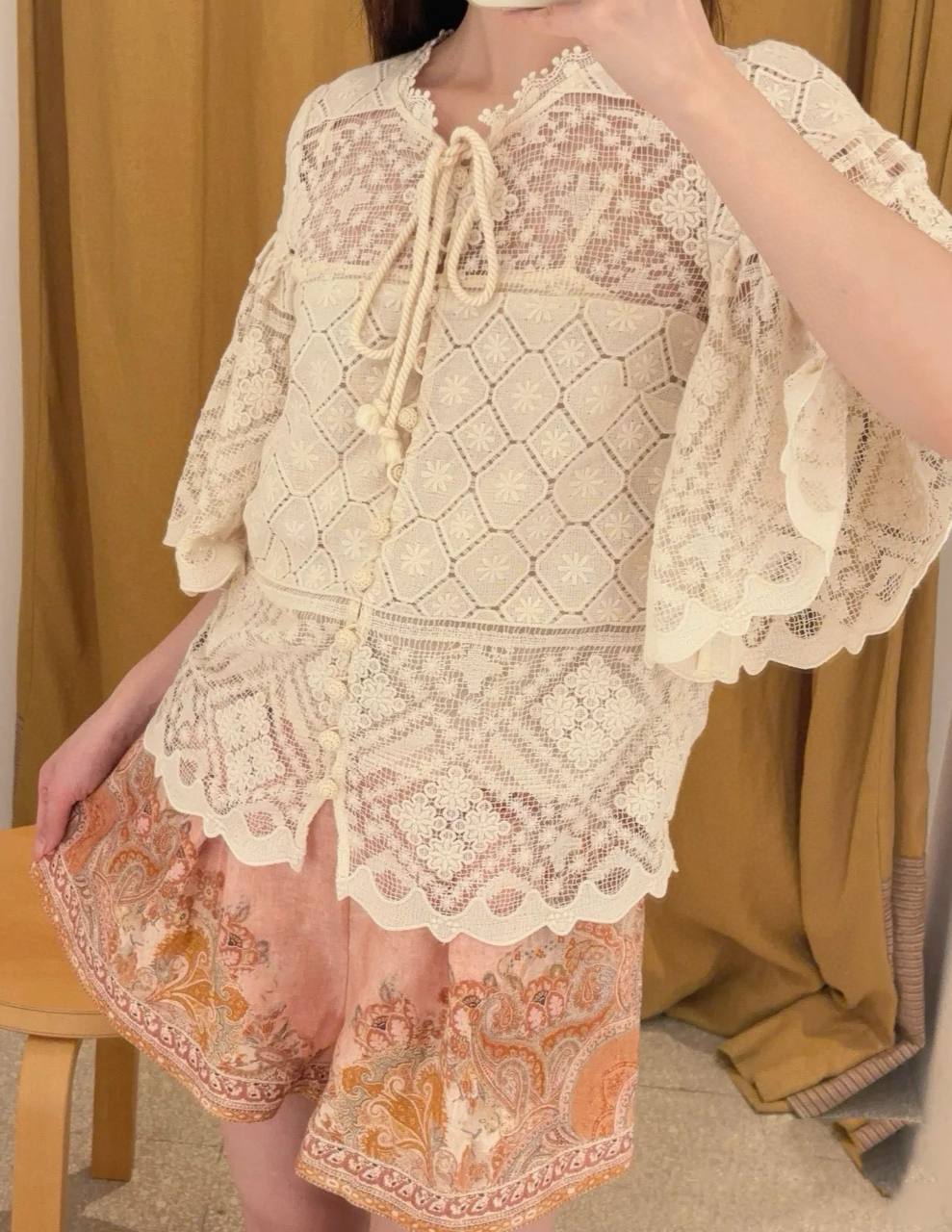 ZIMMERMANN Женская кружевная блузка ZIMMERMANN Женская кружевная блузка