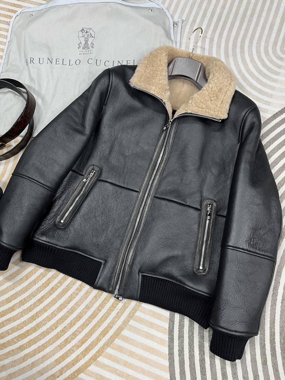 BRUNELLO CUCINELLI Мужская кожаная куртка из овчины BRUNELLO CUCINELLI Мужская кожаная куртка из овчины