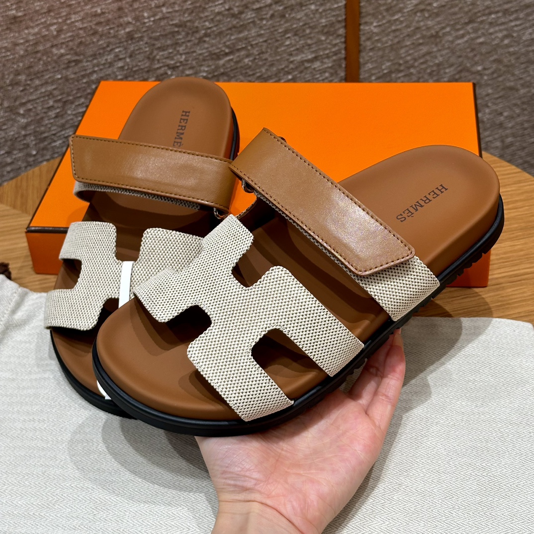 HERMES Женские сандалии Chypre из холста HERMES Женские сандалии Chypre из холста