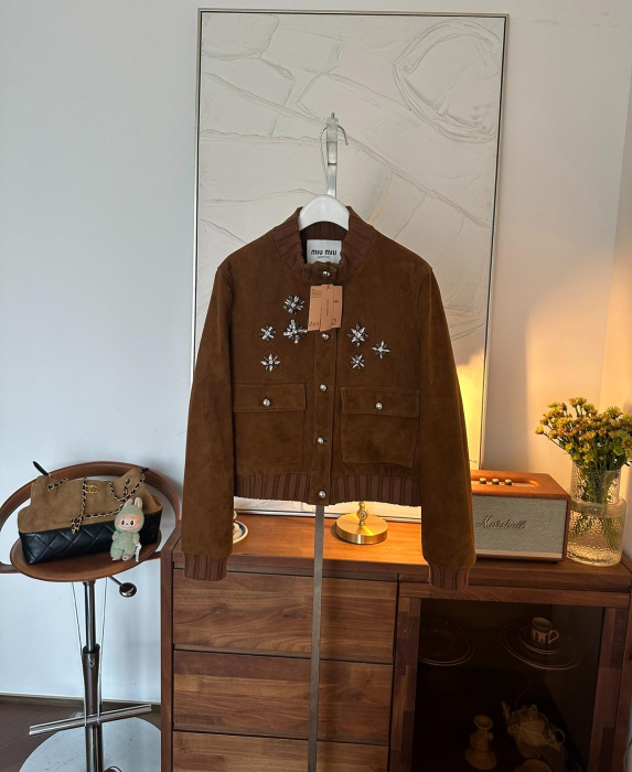 MIU MIU Женский бомбер из замши