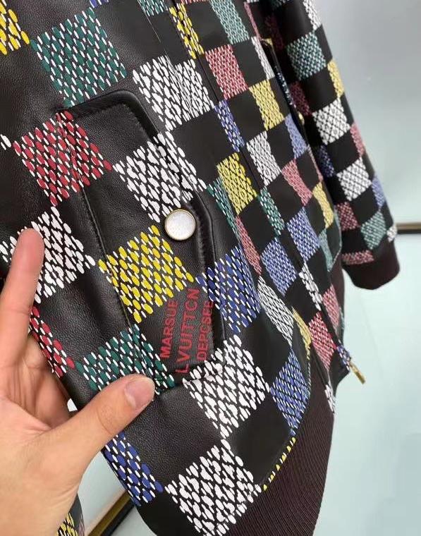 LOUIS VUITTON Мужская кожаная куртка Damier LOUIS VUITTON Мужская кожаная куртка Damier