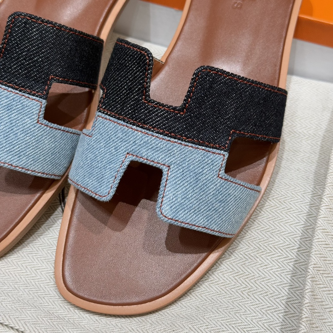 HERMES Женские сандалии Oran деним