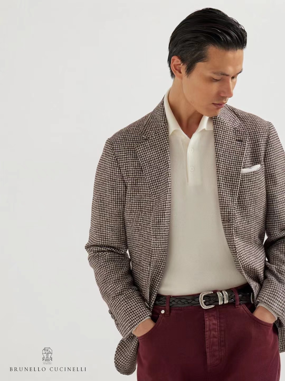 BRUNELLO CUCINELLI Мужское поло из кашемира  BRUNELLO CUCINELLI Мужское поло из кашемира