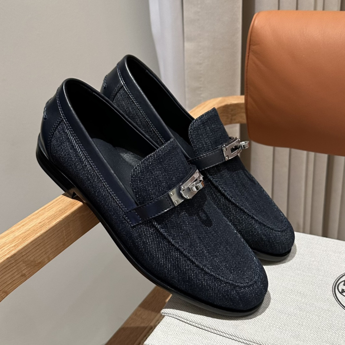  HERMES Женские лоферы Destin деним