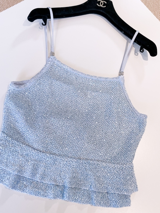 CHANEL Женский блестящий топ