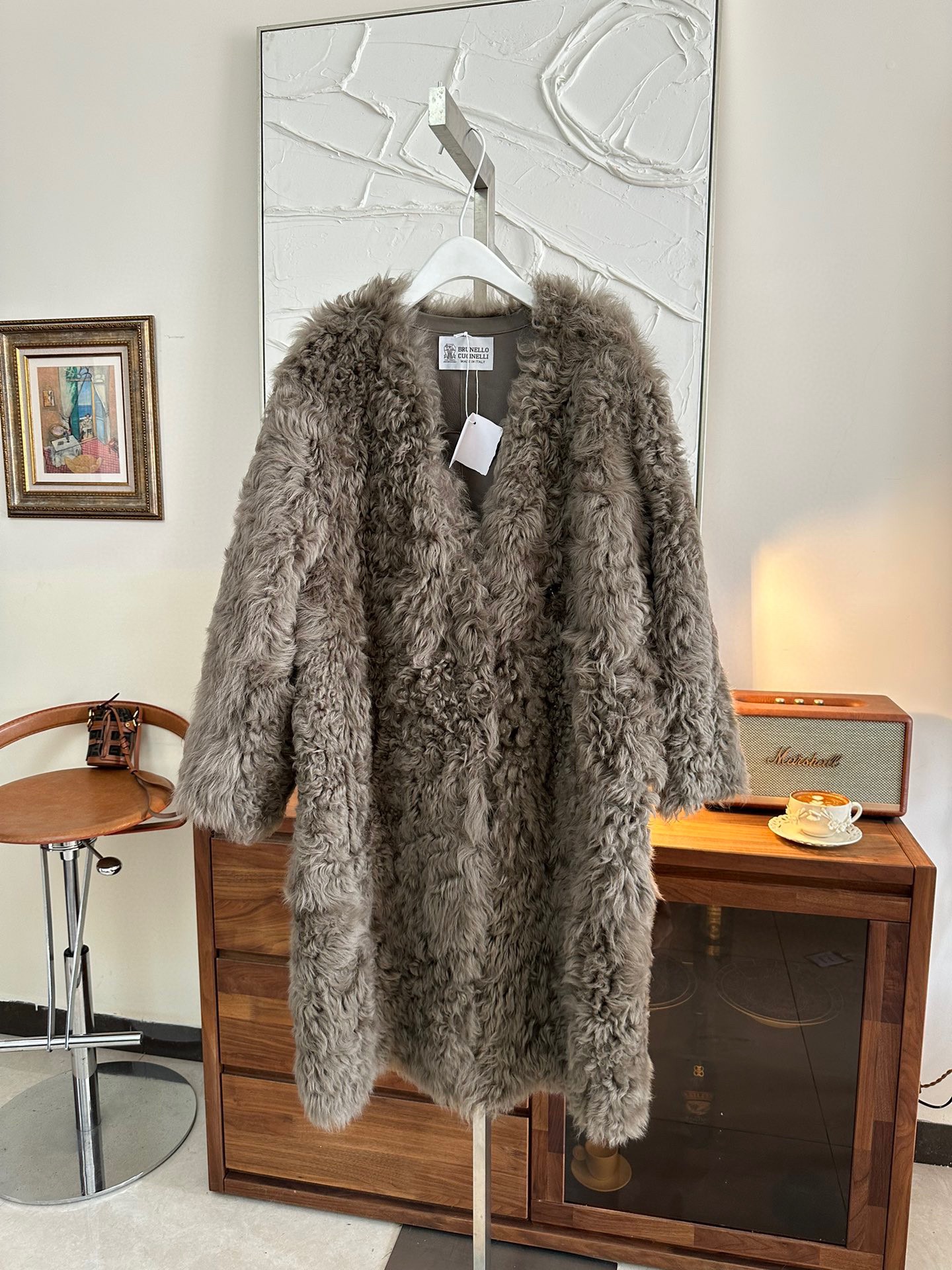 BRUNELLO CUCINELLI Женская шуба из овечьей шерсти BRUNELLO CUCINELLI Женская шуба из овечьей шерсти