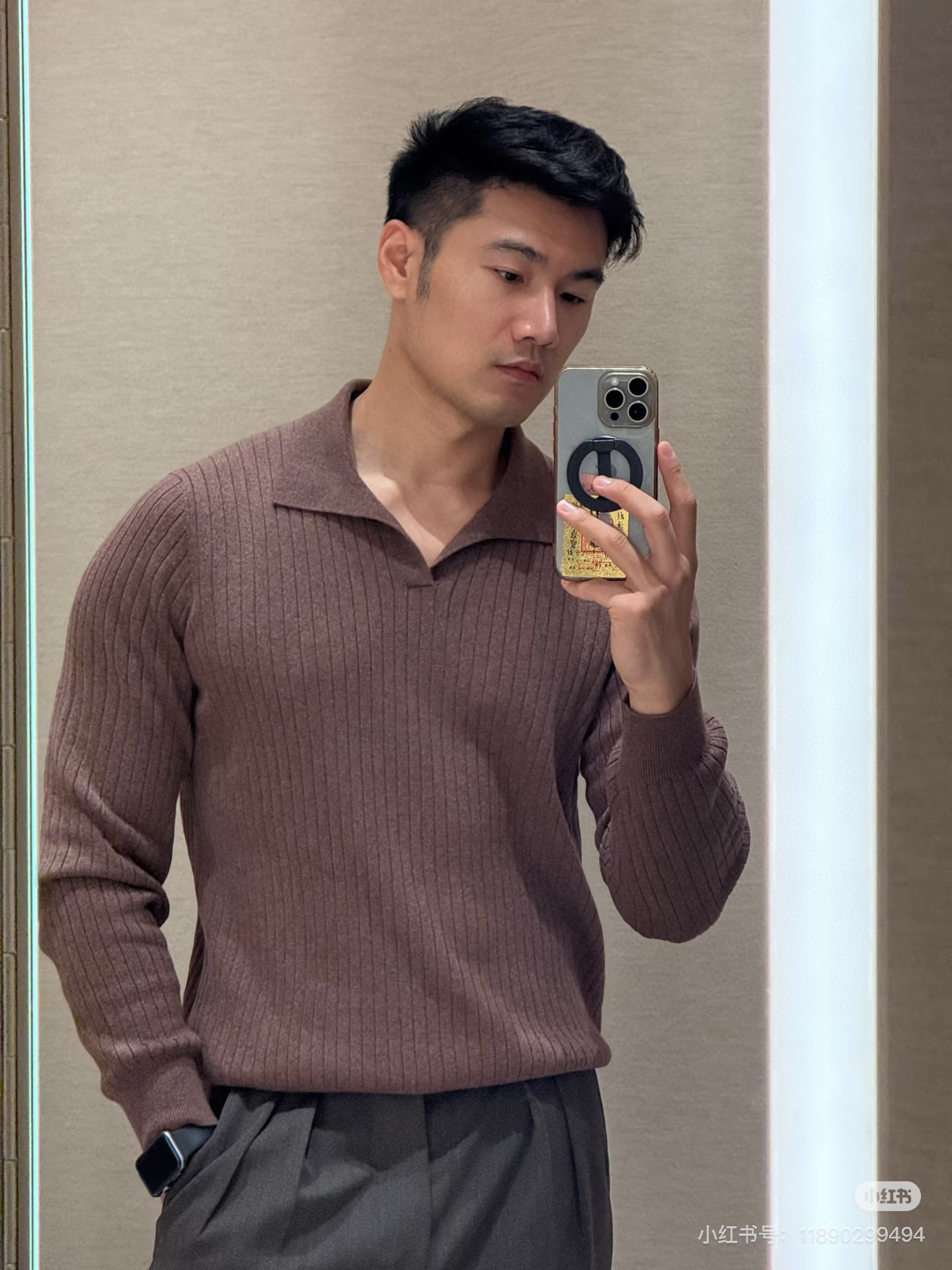 LORO PIANA Мужской свитер из кашемира с воротником в стиле поло