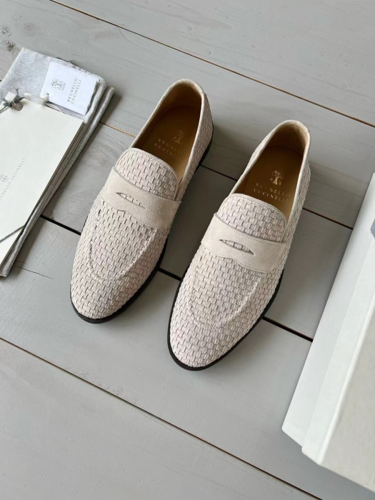 BRUNELLO CUCINELLI Мужские лоферы из плетеной замши