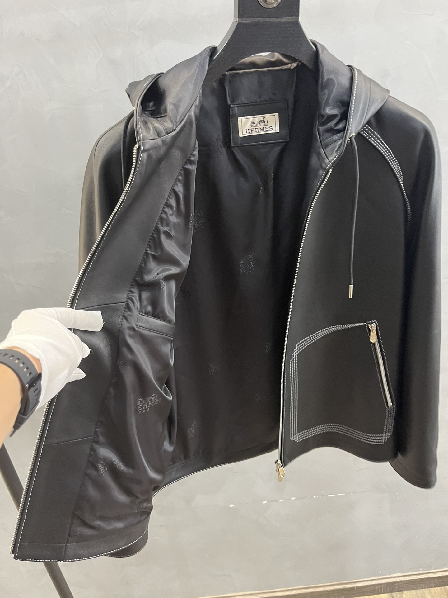 HERMES Мужская кожаная куртка HERMES Мужская кожаная куртка