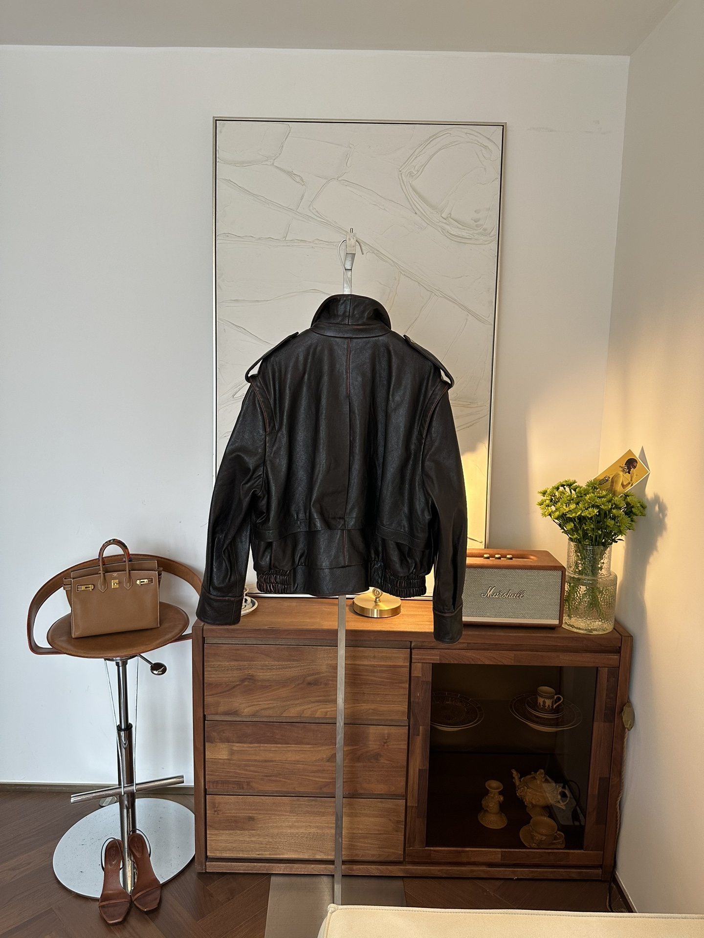 SAINT LAURENT Женская кожаная куртка прямого кроя