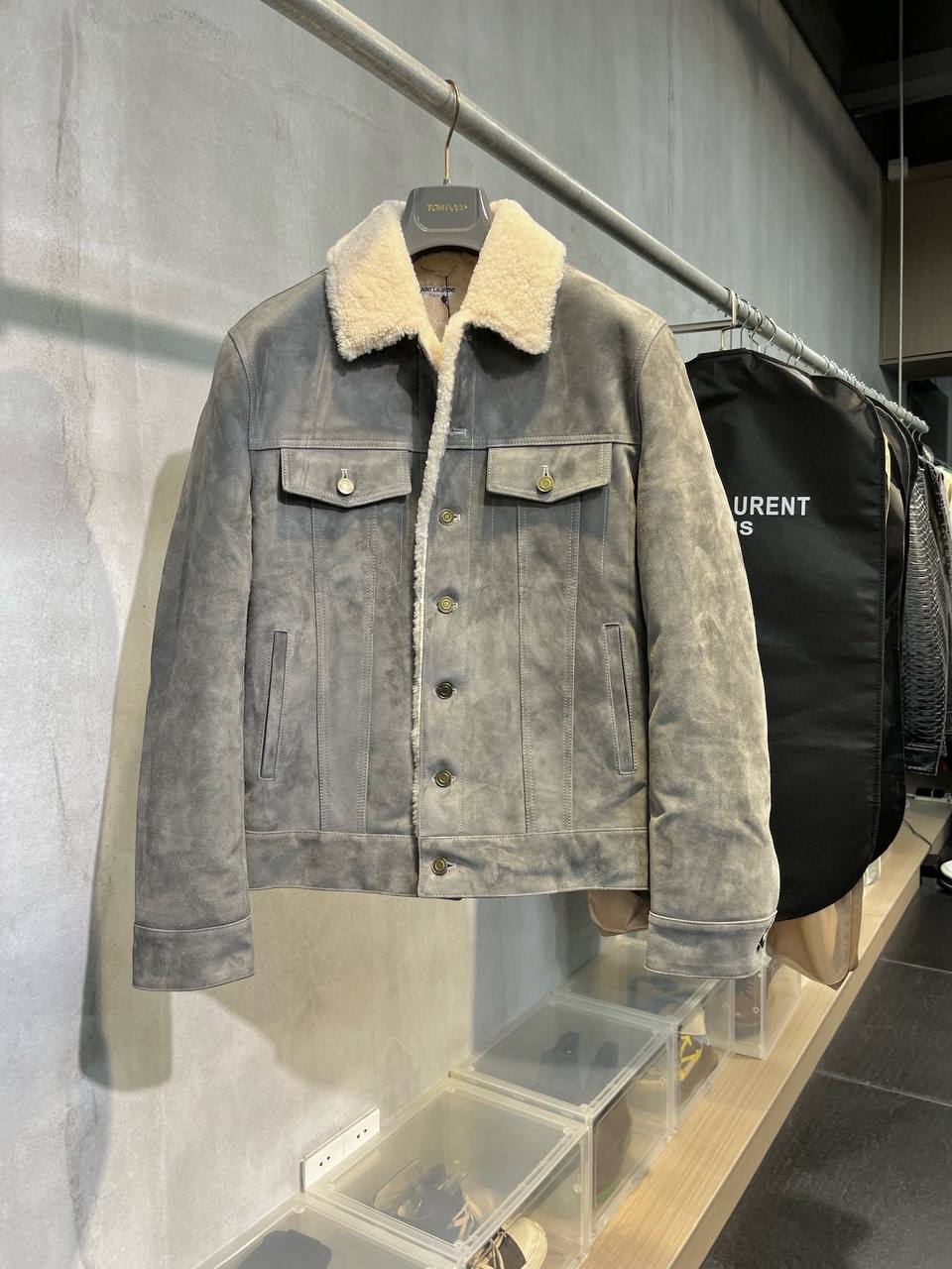 SAINT LAURENT Мужская кожаная куртка из овчины SAINT LAURENT Мужская кожаная куртка из овчины