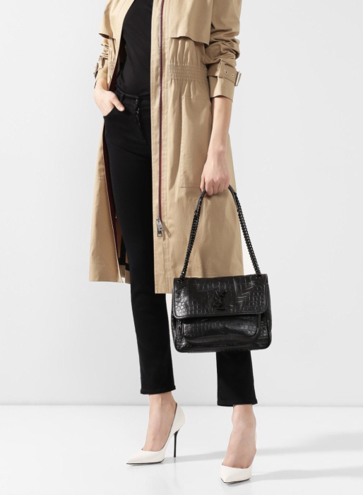 SAINT LAURENT Женская сумка Niki с тиснением под кожу крокодила
