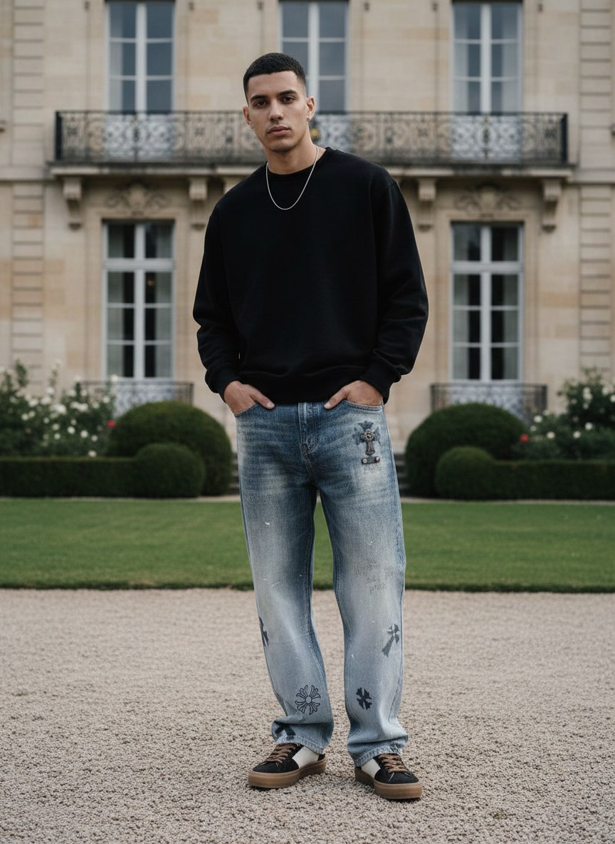 CHROME HEARTS Мужские винтажные джинсы CHROME HEARTS Мужские винтажные джинсы