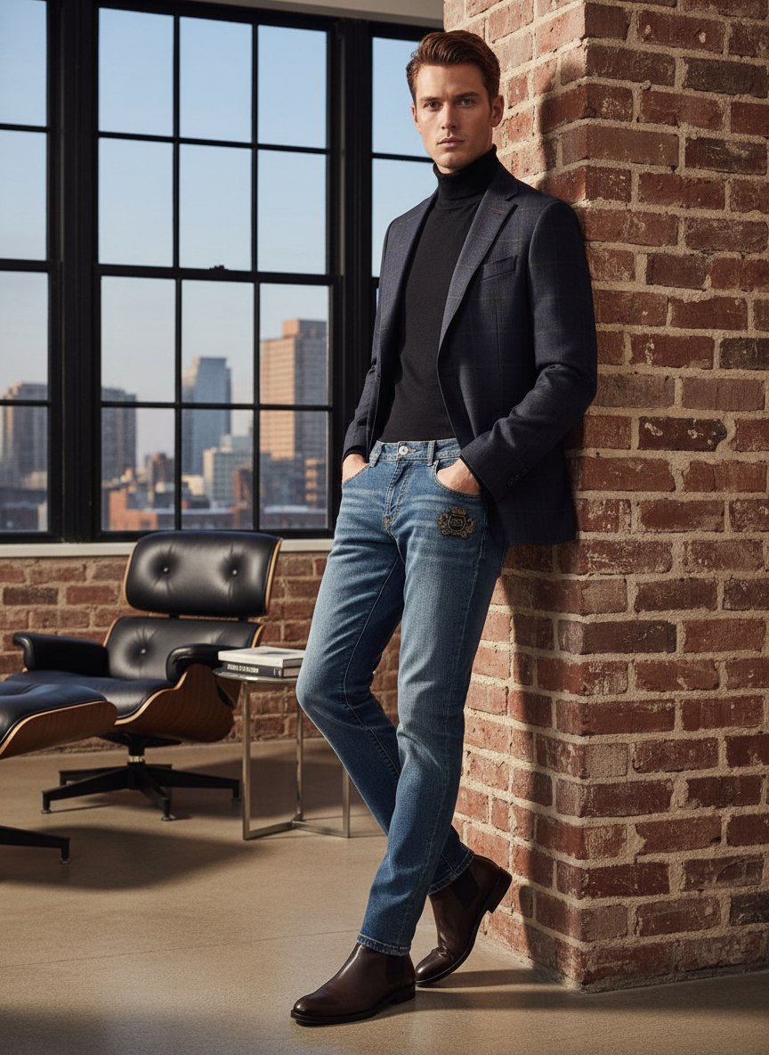 DOLCE & GABBANA Мужские джинсы с вышивкой DOLCE & GABBANA Мужские джинсы с вышивкой